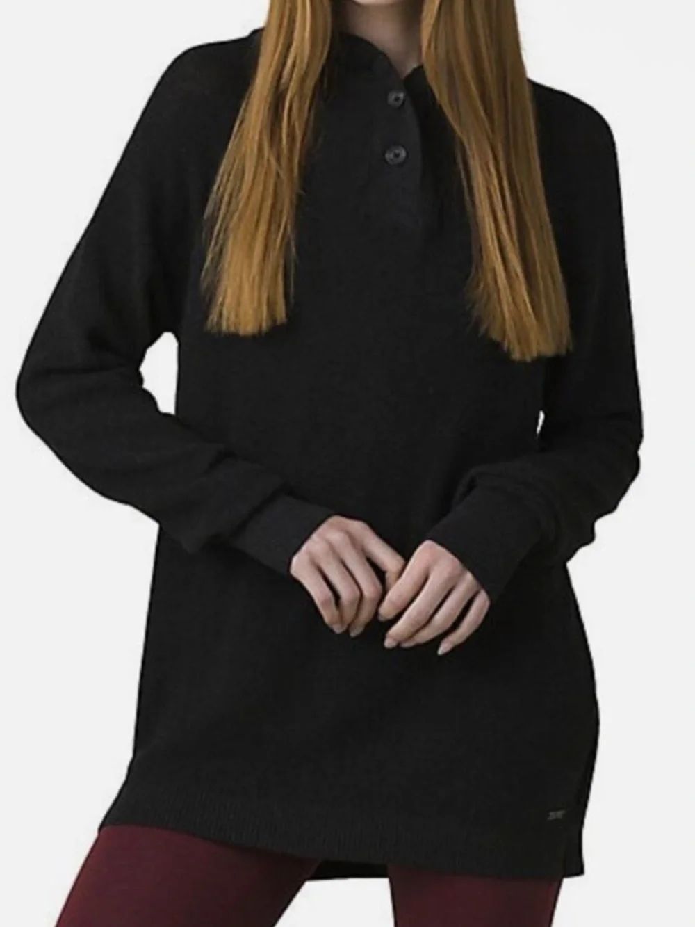 PRANA Milani Tunic Hooded Sweater Wool Blend Black/Dark Gray Women’s Size Small